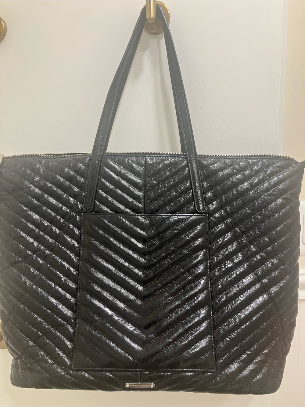 Rebecca Minkoff Black Quilted Chevron Leather Tote